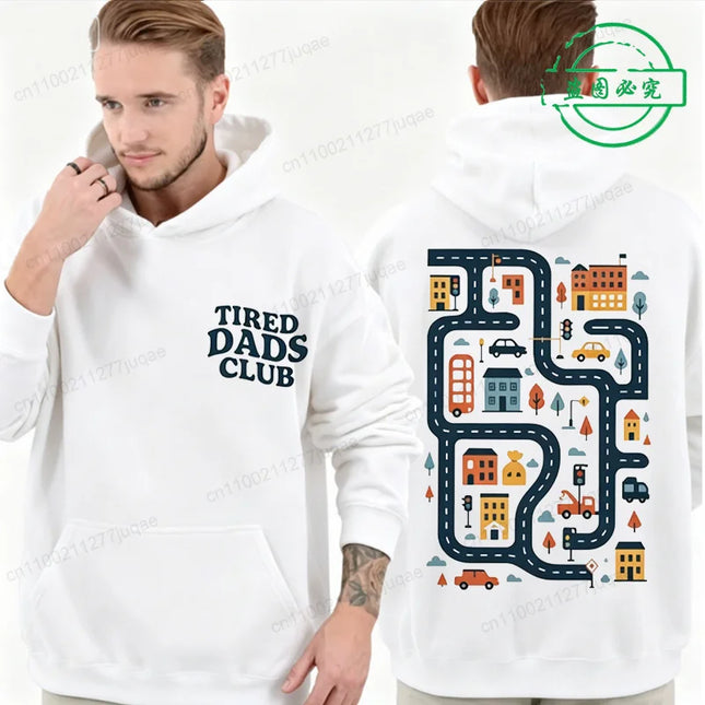 Tired Dads Club Men Hoodies Sweatshirts Creative Graphic Fashion Tracksuits Sweatshirts Vintage Sportwear Daddy Tops Gifts