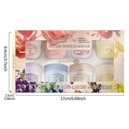 8 Fruit Lip Balm Set with Spoon Lip Care Autumn and Winter Moisturizing Lip Mask Set