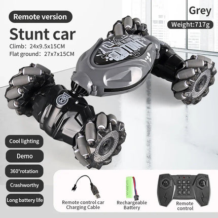 Gesture Sensing Dual Control Twist Car Double-Sided Drift Stunt Rechargeable Remote Toy with LED Lights - Perfect Gift for Kids