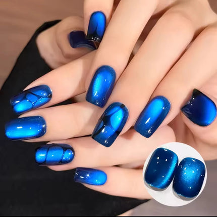 MIANEL 10ML Northern Colorful Blue Light Glass Beads Cat Eye Gel Nail Polish Flashing Versatile Winter Blue Nails