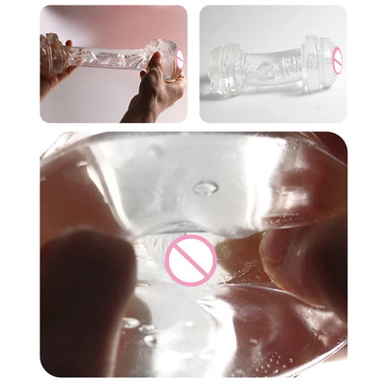Adult Male Masturbator Cup Soft Pussy Sex Toys Transparent Vagina Men Endurance Exercise Sex Supplies Vacuum Pocket Cup for Men