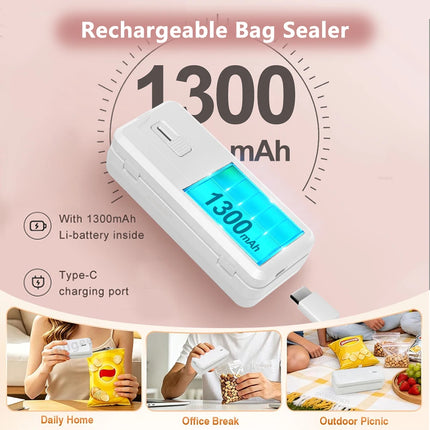 Plastic Bags Sealer Portable Mini Bag Heat Sealer Rechargeable Handheld Food Packaging Sealing Machine Thermal Bags Sealer