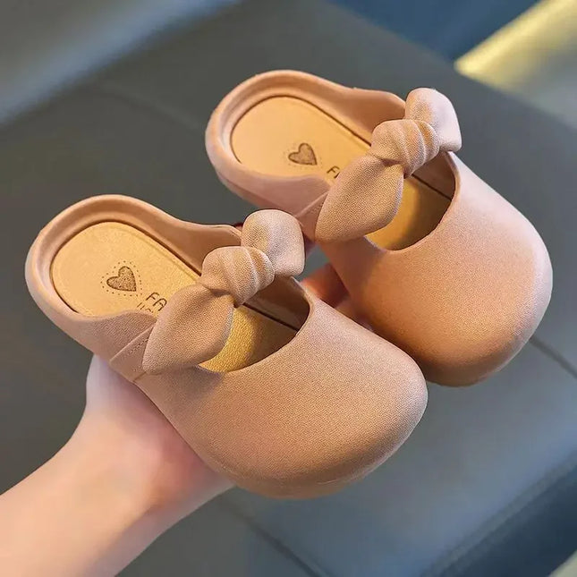 Children Slippers Children's Cute Bao Toe Shoes Wear Flat House Bow-tie Shoes Girls Shoes Slippers Kids House Slippers