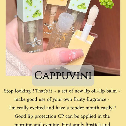 2Pcs Moisturizing Lip Balm & Lip Oil Set Deep Hydration Lip Care Kit Reduces Lip Lines Plumps Lips for Soft And Smooth Pout