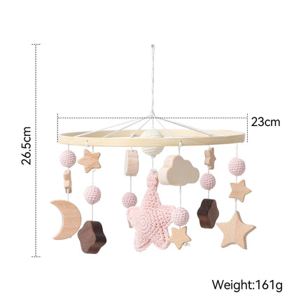 Baby Wooden Bedbell Bracket 0-12 Months Bed Bell Bracket Wooden Mobile Newborn Crochet Bed Bell Hanging Toys Newbaby Rattle Toys