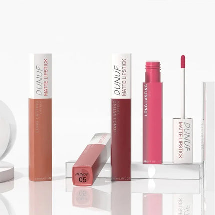 Matte Lipstick Non Stick Cup Red Nude Waterproof Long Lasting Liquid Lip Gloss Velvet Finish Resistant To Fading Lip Tint Makeup
