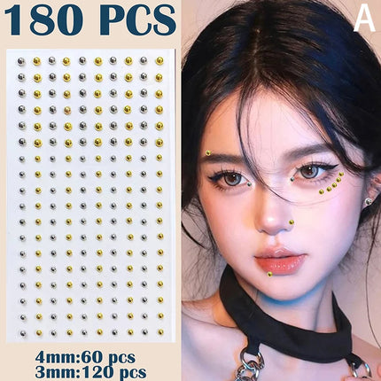 New Diamond Sticker Fake Nose Stud Self Adhesive Rhinestones Non Piercing Eye Ear Face Body Jewelry For Women Sticker Crystal