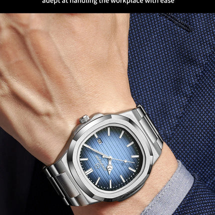 2025 New Luxury Military Man Watch Square Waterproof Luminous Date Week Men Watch Stainless Steel Quartz Men's Watches Reloj+box