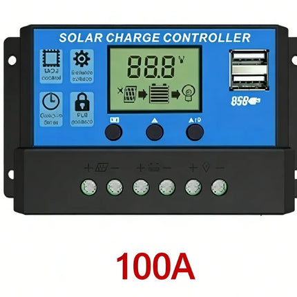 Solar Charge Controller 10A to 100A LCD Display Dual USB Auto Regulator for Solar Panel Battery System Charging