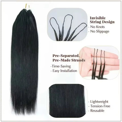 12ABone Straight Crochet Human Hair Feather Knotless Pre-Separated Crochet Hair Extensions Full Head Brazilian Hair For Women