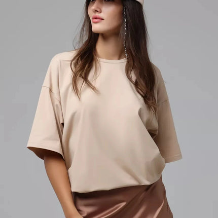 100% Cotton Solid T-shirts Summer Casual Women Sporty Short Sleeve Tees Fashion White Black Clothing Loose O-Neck Female Tops