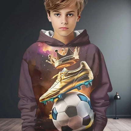 Kids Clothes Boys Hoodies Long Sleeve 3D Football Print Children Spring Fall Clothes Casual Outdoor Active Boys Clothing Tops
