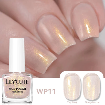 LILYCUTE 7ml Holographics Nail Polish Colorful Shining Effect Air Dry Glitter Nail Art Varnish No Need Lamp Nail Care Polish