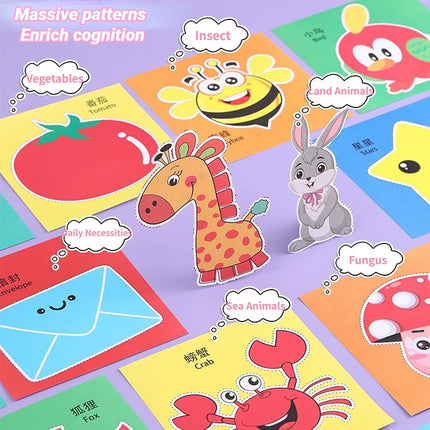 49-91pcs Learn Scissor Skills Cut Paper Craft Toys Safety Scissors Preschool Cutting Practice Activity Book Toddlers Kids Gifts