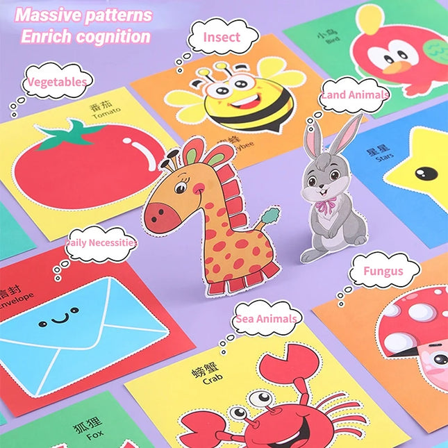 49-91pcs Learn Scissor Skills Cut Paper Craft Toys Safety Scissors Preschool Cutting Practice Activity Book Toddlers Kids Gifts