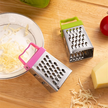 Mini Four-Sided Stainless Steel Grater, Small Household Cheese Grater, Multifunctional Ginger, Garlic, and Chocolate Grater, Kitchen Gadget