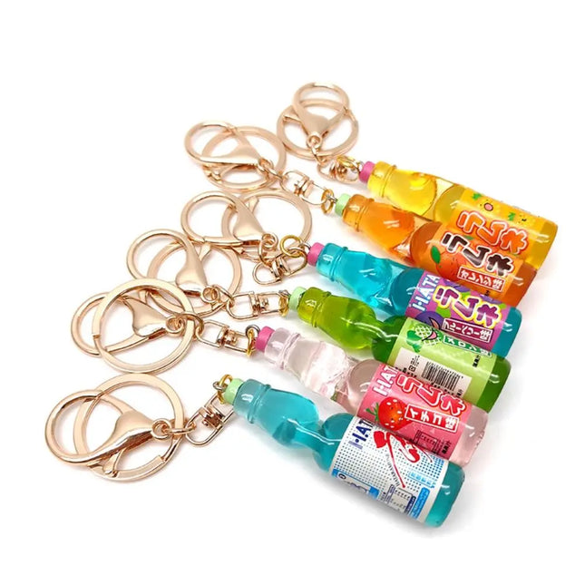 Simulation Marbles Bobble Soda Key Chain Miniature Japanese Ramune Soda keychain Cute Dollhouse Ornaments Bag Accessories