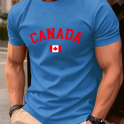 Canada Text With Flag Printed Cotton T-Shirts Men's Summer Short Sleeve T Shirt Soft Oversized O-Neck Tops Basic Men's Clothes