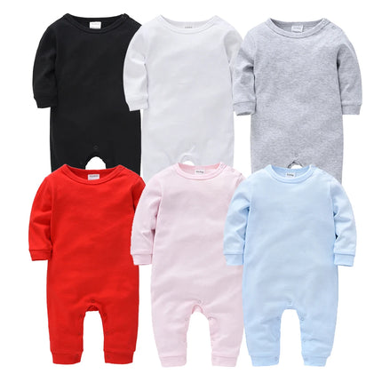 1/2 PCS/LOT Newborn Baby Sleepwear Solid Cotton Unisex Infant Boys Rompers Onesies White Black Toddler Girls Overall Roupas Bebe