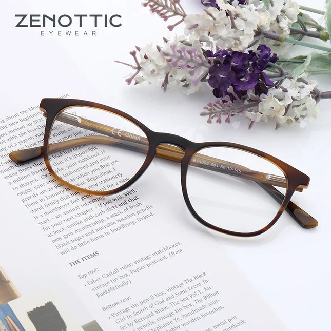 ZENOTTIC Acetate Prescription Glasses Men and Women Square Full-Rim Myopia Hyperopia Progressive Anti-Blue Light