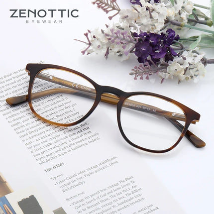ZENOTTIC  Acetate Prescription glasses Men And Women Square Full-Rim Myopia Hyperopia Progressive Anti-Blue Light