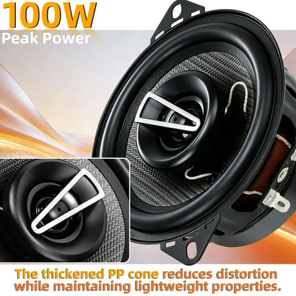 A Pair 4 Inch Full Coaxial Speaker 100W Max HD Audio 2 Way Coaxial Speaker Enhanced Car Stereo Sound High Output Distortion-Free
