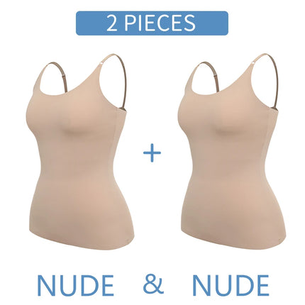 Women Sexy Shapewear Top Tummy Control Smooth Body Shaper Camisole Tank Top Slimming Belly Compression Vest 2PCS 2025 Summer