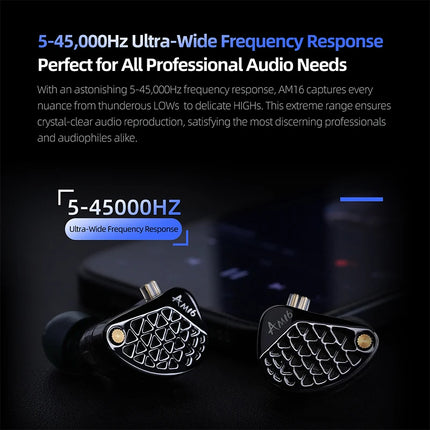 KZ AM16 Wired in-ear headphones 16ba armature balanced high-fidelity low-monitoring headphones with cancellation