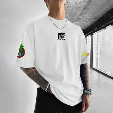 2026 Summer Dragon Ball T-Shirt Piccolo Demon King Graffiti Print 100%Cotton Oversized Retro High Quality Tee for Men Women Kids
