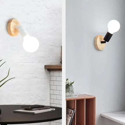 1/5/10Pcs Retro Indoor Modern Bedside Retro Interior E27 Bracket Light Lighting Bedroom Living Room Home Wood LED Wall Lamp