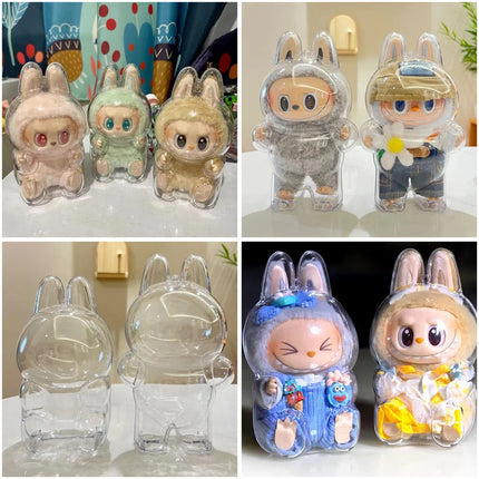 Clearance 1/2/5Pcs For Labubu Display Box Full Clear Acrylic Protective Case Walking Plush Bag Doll Accessory No Dolls Toys