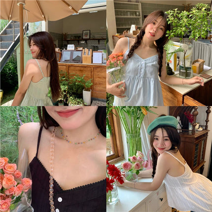 Pure Cotton Mini Strap Vest Women's Youthful Solid Color Versatile Sweet First Love Sle Casual Comfortable Top