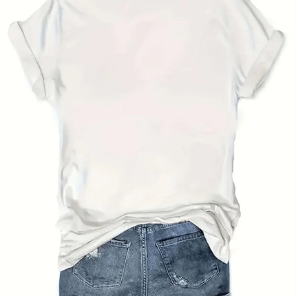 Vibrant Eiffel Tower Graphic Tee Casual Short Sleeve Crew Neck Top for Spring & Summer with Comfortable