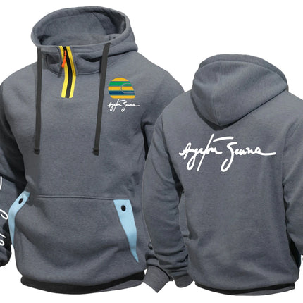 Hero Ayrton Senna Racer F1 Semi-Zip Pocket Fleece Jackets Hooded Coats Sweatshirts Male Men Sweatshirt Outerwear Hoodies Jacket