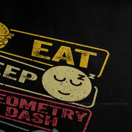 Geometry Dash Repeat Retro Vintage Print Cotton Shirt Hombre Geometry dash Men Streetwear Adult Tee Unisex O Neck Women T-Shirt