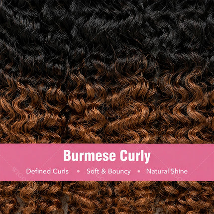Golden Brown Highlight Miracle Knots Crochet Bundles Human Hair For Braids Burmese Curly With Spiral Curly End Feather Bulk Hair