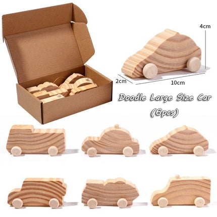 Children 3D Log Color Car Wooden Toys Montessori Educational Diy Painting Graffiti Learning Set Parish Drawing Toys For Children
