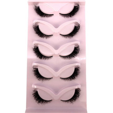 HBZGTLAD 3D natural cat eye fluffy soft cross 5 pairs of comic eyelashes Wispy natural eyelash extension eyelashes