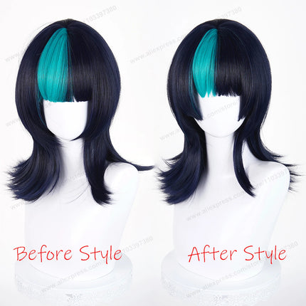 Hoshi Kirara Cosplay Wig 45cm Short Black Blue Women Wigs Anime Cosplay Wig Halloween Heat Resistant Synthetic Hair