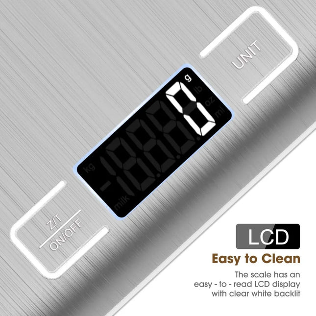 10kg Kitchen Scale,Digital Kitchen Scale with Tare Function, Electronic Coffee Brewing Scale, LCD Display Stainless Steel Screen