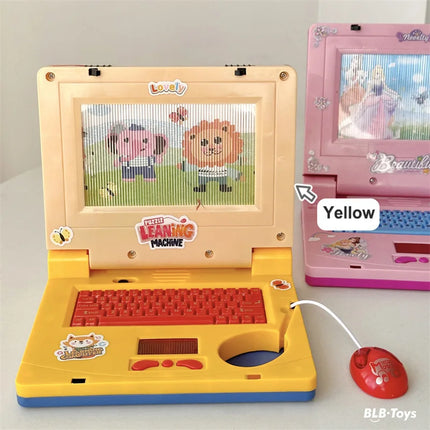 Simulation Laptop Toy Light Music Cartoon Children's Early Education Enlightenment Computer with Mouse Children's Birthday Gift