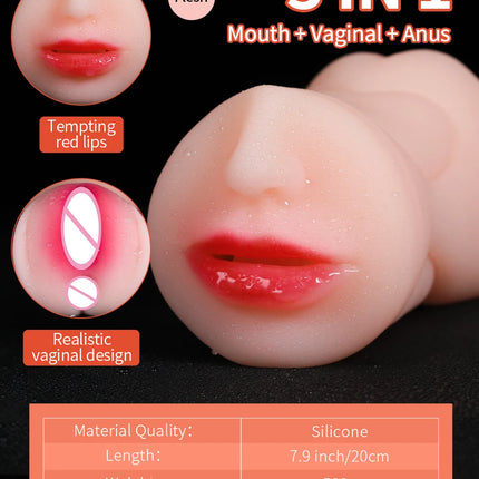 3 IN 1 Sex Toys Masturbation For Men Deep Throat Artificial Real Pussy Oral Male MasturbatorBlowjob Realistic Rubber Vagina