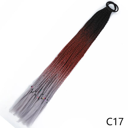 AZQUEEN Synthetic Gradient Color Dirty Braided Ponytail 60CM Elastic Rubber Band Braiding Pony Tail Hair Extensions For Girls