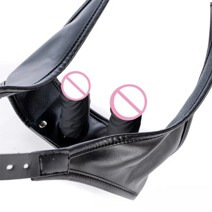 Ultra Sexy Silicone Dildo Sex Toy Kits with No Vibration Vaginal Anal Plug Harness Panties for Women Men Leather Bondage Gear