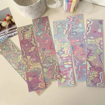 MINKYS New Arrival 3pcs 6pcs Kawaii Bear Ribbon Laser Bling Stickers DIY Scrapbook Stickers Confetti Decoration DIY Photo Frame