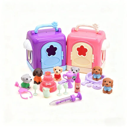 Cute Dog Toy Set Baby Dog Doll Toy Scene Game Parent Child Interactive Play Puzzle and Early Education Toys Baby Gifts