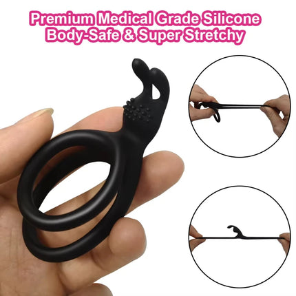 2 In 1 Men's Silicone Penis Ring Clitoris Stimulator Cock Ring Ejaculation Delay Penisring Erection Ring for Men Couples