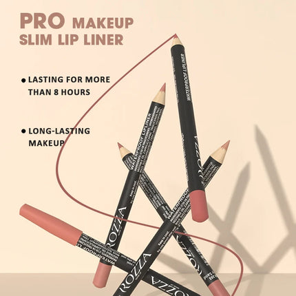 6 PCS/SET Ultra-Fine Wood Lip Liner Set - Nude Brown Collection, Velvet Matte Long Lasting Waterproof 18 Colors Lip Combo