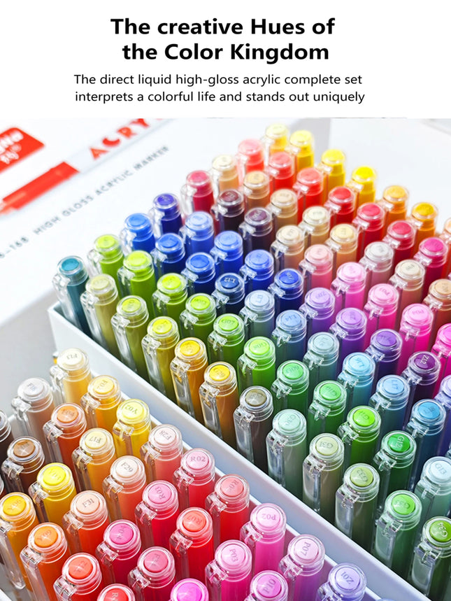 168/72/12 Colors GuangNa High Gloss Acrylic Marker Pens, DIY Hand-Drawn, Graffiti Paint Art Pen Set, Perfect for Artists/Students