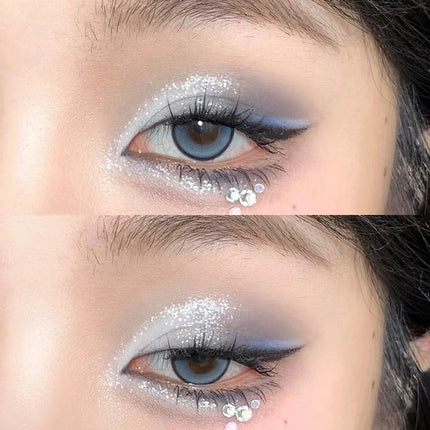 4-Color Glitter Blue Eyeshadow Palette Matte Pearl Shimmer Acrylic Smoky Grey Eye Shadow Palette Long Lasting Makeup Cosmetic